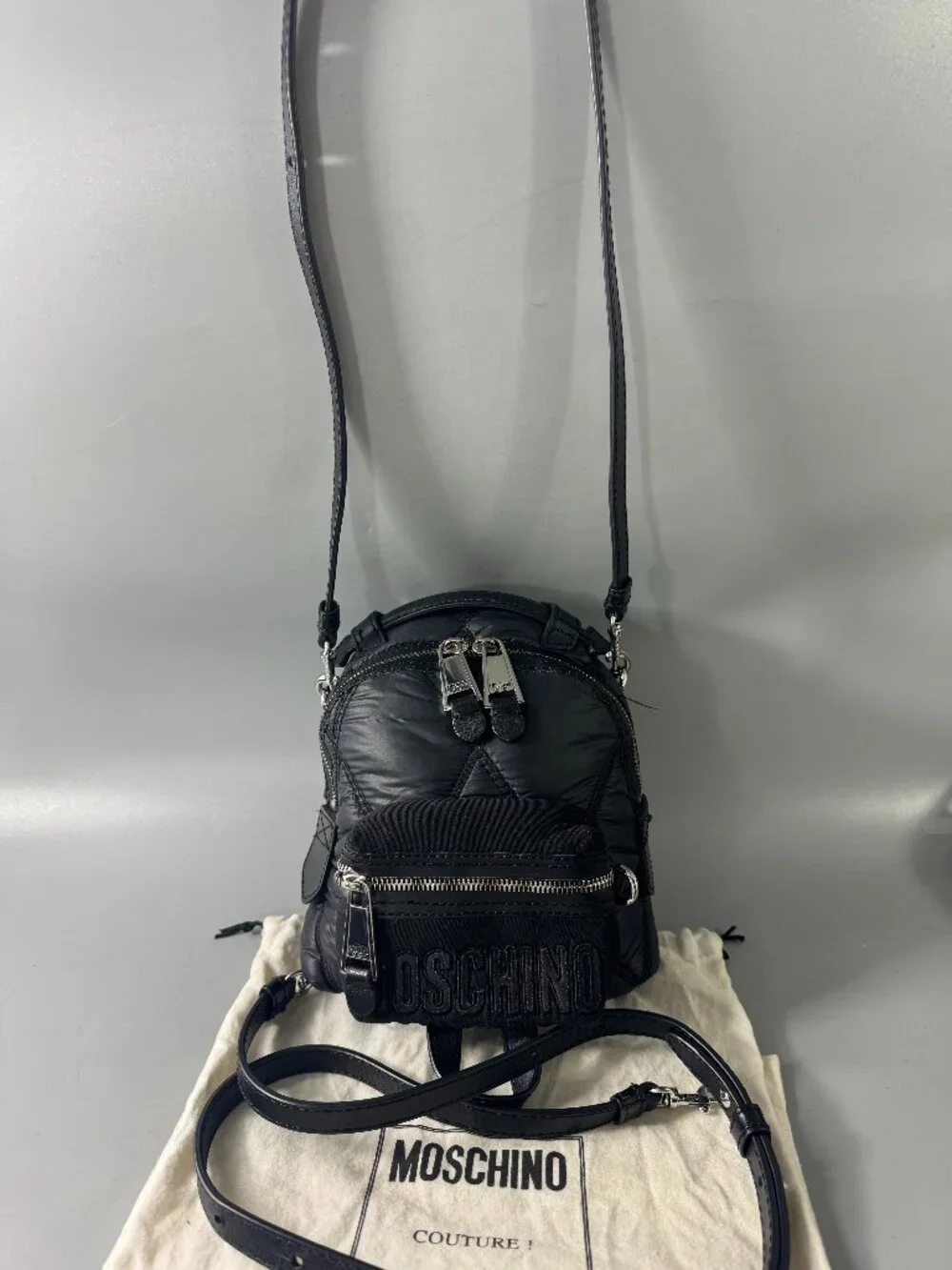 Authentic MOSCHINO QUILTED NYLON SMALL BACKPACK/SHOULDER BAG
